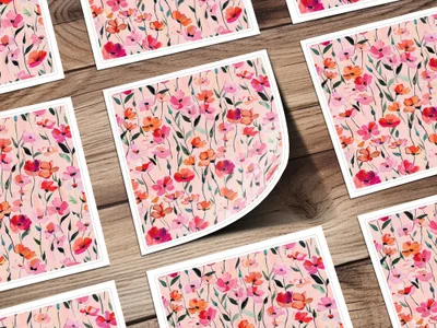 Pink Poppy T-Shirt, Digital File, Floral Design, Printable Art, Seamless Pattern, Fabric Design, Flower Background, Gift Idea - Moore and Mountain