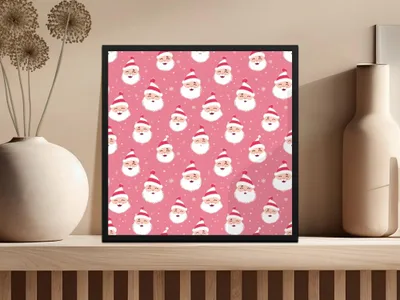 Pink Santa Claus Digital Seamless Pattern, Cute Christmas Digital Paper, Festive Holiday Fabric Design, JPEG Files Download - Moore and Mountain
