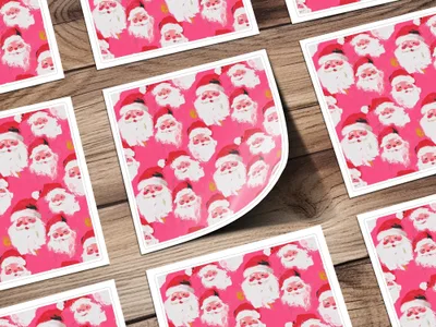 Pink Santa Claus Pattern, T-Shirt Design, Digital Paper, Christmas Seamless Pattern, Holiday Fabric Print, Festive Art, Xmas Sublimation - Moore and Mountain