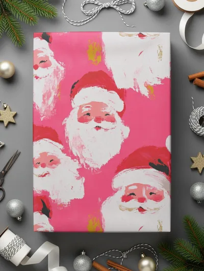 Pink Santa Claus Pattern, T-Shirt Design, Digital Paper, Christmas Seamless Pattern, Holiday Fabric Print, Festive Art, Xmas Sublimation - Moore and Mountain