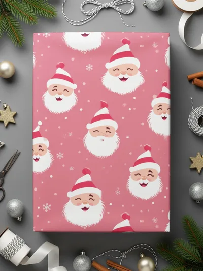 Pink Santa Claus Seamless Pattern Digital, Festive Christmas Repeat File, Holiday Surface Design, Scrapbooking Paper, Fabric Print - Moore and Mountain