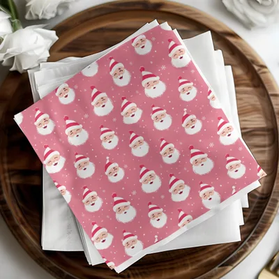 Pink Santa Claus Seamless Pattern Digital, Festive Christmas Repeat File, Holiday Surface Design, Scrapbooking Paper, Fabric Print - Moore and Mountain