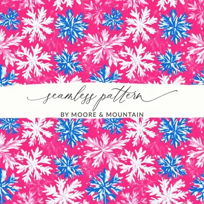 Pink Snowflake Digital Paper, Winter Pattern, Christmas Print, Seamless Pattern, Festive Digital Background, Digital Scrapbook Paper
