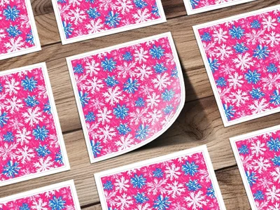 Pink Snowflake Digital Paper, Winter Pattern, Christmas Print, Seamless Pattern, Festive Digital Background, Digital Scrapbook Paper - Moore and Mountain