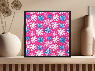 Pink Snowflake Digital Paper, Winter Pattern, Christmas Print, Seamless Pattern, Festive Digital Background, Digital Scrapbook Paper - Moore and Mountain