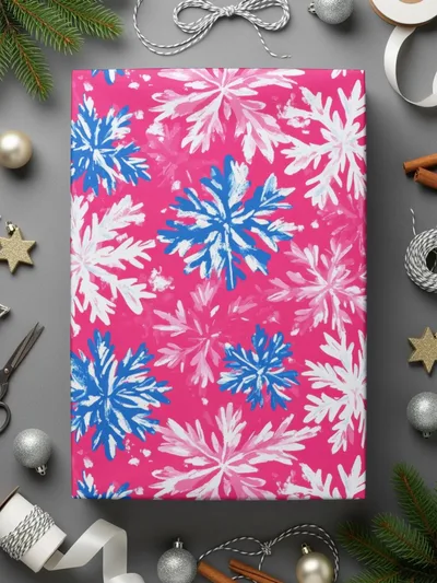 Pink Snowflake Digital Paper, Winter Pattern, Christmas Print, Seamless Pattern, Festive Digital Background, Digital Scrapbook Paper - Moore and Mountain