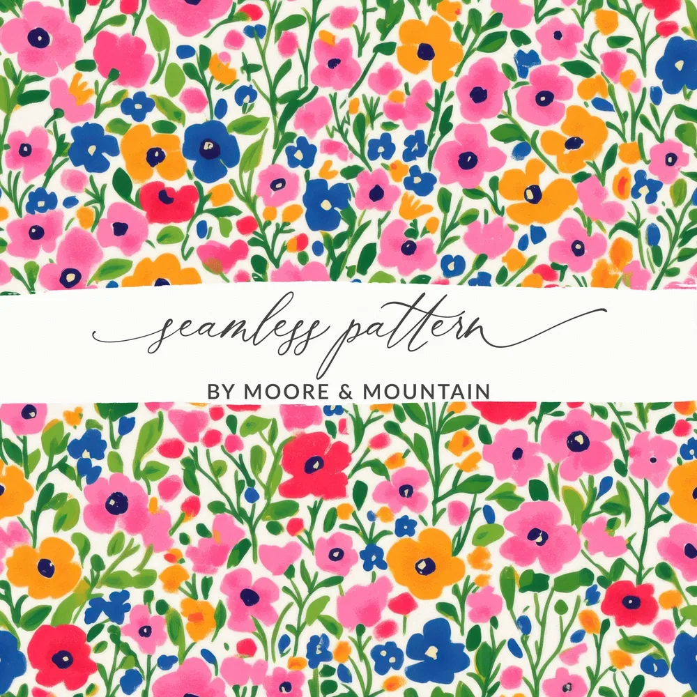 Vibrant Colorful Floral Seamless Pattern Design