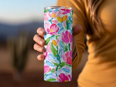 Preppy Pink Tulip Seamless Pattern Modern Acrylic Floral - Moore and Mountain