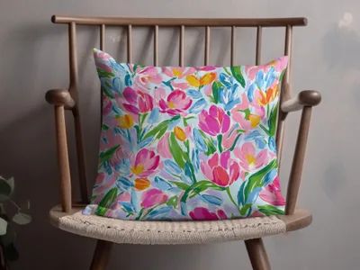 Preppy Pink Tulip Seamless Pattern Modern Acrylic Floral - Moore and Mountain