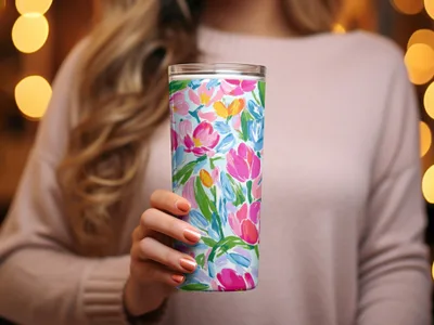 Preppy Pink Tulip Seamless Pattern Modern Acrylic Floral - Moore and Mountain