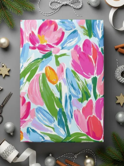 Preppy Pink Tulip Seamless Pattern Modern Acrylic Floral - Moore and Mountain