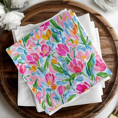 Preppy Pink Tulip Seamless Pattern Modern Acrylic Floral - Moore and Mountain