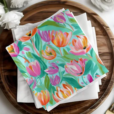 Pink Tulip Seamless Pattern, Floral Digital Paper, Spring Flower Design, Fabric Design, Commercial Use, Digital Download, Printable Pattern - Moore and Mountain