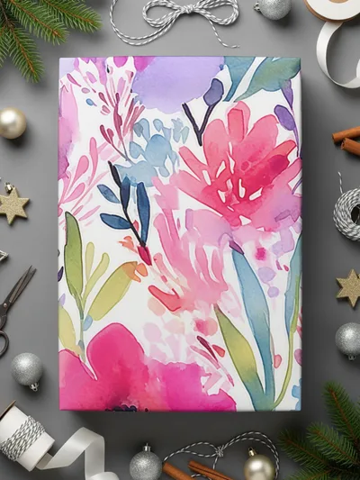 Pink Vibrant Watercolor Floral Pattern Design With Colorful Flowers Digital - Moore and Mountain