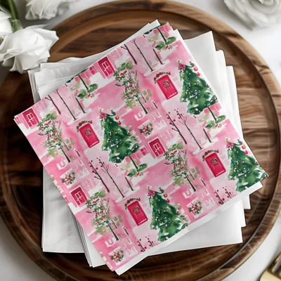 Pink Winter Watercolor Christmas Pattern Digital Paper, Holiday Seamless Design, Festive Digital Download, Scrapbooking Paper - Moore and Mountain
