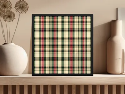 Plaid Patterns Classic Red Green and Beige Colour Digital - Moore and Mountain