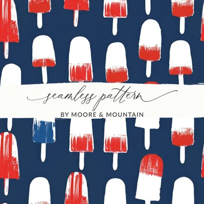 Popsicle Seamless Pattern Digital Paper, Red White Blue Design, Summer Print, 4th July Background, Patriotic Digital Download