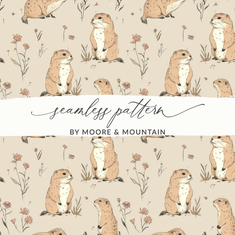 Prairie Dog Digital Paper, Seamless Animal Pattern, Cute Mammal Design, Neutral Background, Digital Scrapbook Paper, Commercial Use - Moore and Mountain