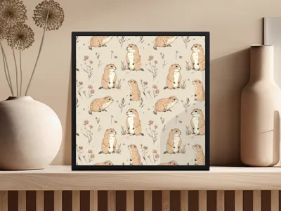 Prairie Dog Digital Paper, Seamless Animal Pattern, Cute Mammal Design, Neutral Background, Digital Scrapbook Paper, Commercial Use - Moore and Mountain