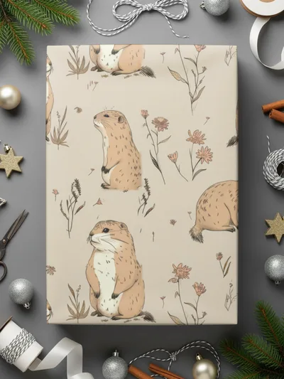 Prairie Dog Digital Paper, Seamless Animal Pattern, Cute Mammal Design, Neutral Background, Digital Scrapbook Paper, Commercial Use - Moore and Mountain