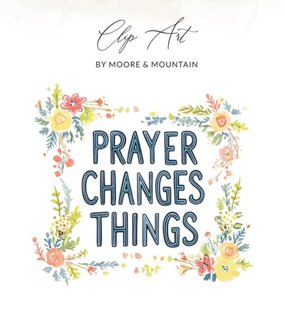 Prayer Changes Things Digital, Watercolor Preppy Clipart, Vibrant Pastel PNG, Tropical Prep Illustration, Bold Summer Palette, Whimsical