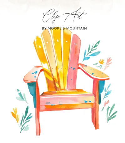 Preppy Adirondack Chair Clipart PNG SVG | Watercolor Beach Chair Digital Art for Summer Decor, Coastal Crafts & Vacation Vibes