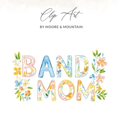 Preppy Band Mom SVG Digital File, Watercolor Floral Music Mom PNG, School Band Gift Idea, Cute Concert Parent Design, Instant Download SVG