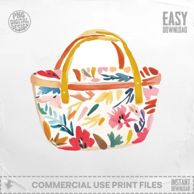 Watercolor floral print tote bag with yellow handles.