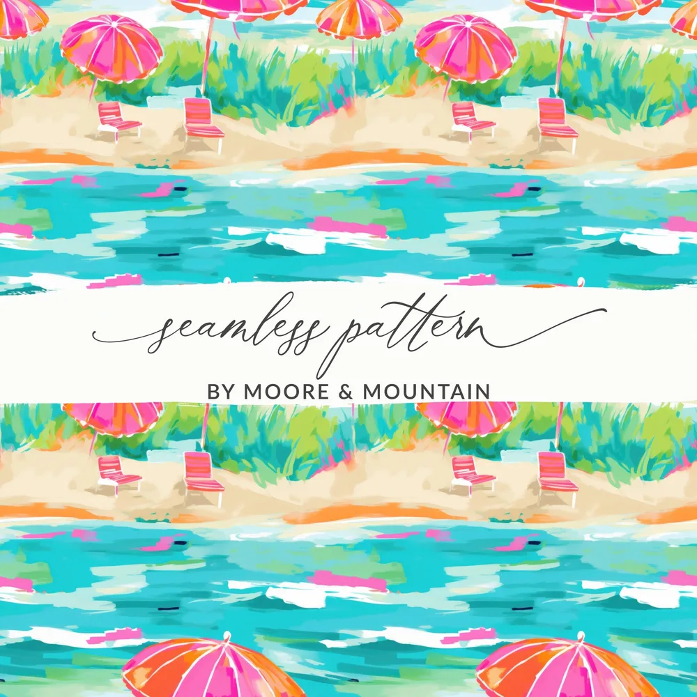 Colorful Beach Scene Seamless Pattern by Moore & Mountain