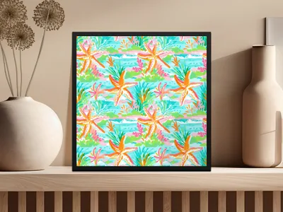 Vibrant Colorful Starfish Wall Art Print Decor