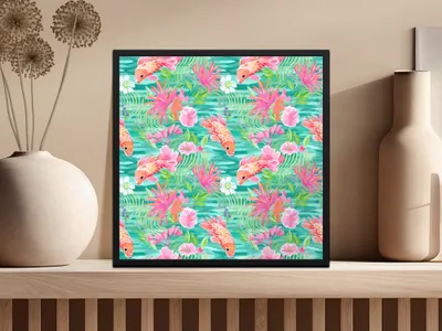 Colorful Tropical and Koi Fish Wall Art Decor