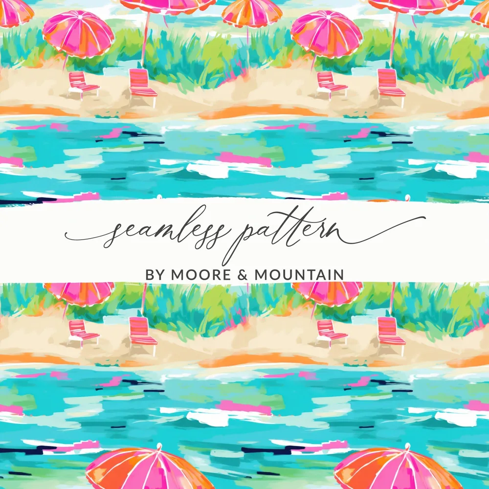 Vibrant Beach Scene Seamless Pattern by Moore & Mountain