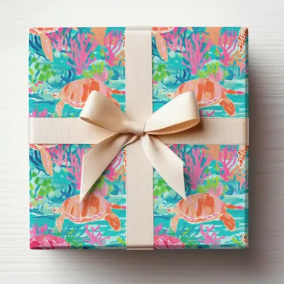 Colorful Sea Turtle Coral Reef Gift Wrap Paper