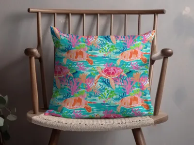 Colorful Sea Turtles Decorative Throw Pillow
