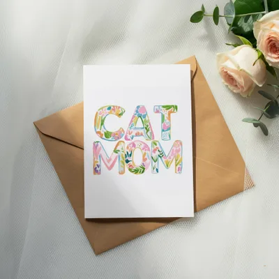Preppy Cat Mom PNG, SVG Digital, Gouache Style Illustration, Watercolor Preppy Graphic, Painterly Pastel Artwork, Artsy Girly Clipart SVG
