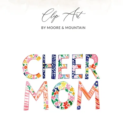 Preppy Cheer Mom PNG SVG Digital, Gouache Style Illustration, Watercolor Preppy Graphic, Painterly Pastel Artwork, Artsy Girly SVG, Vibrant