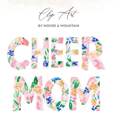 Preppy Cheer Mom SVG, PNG Digital Download, Watercolor Gouache Style, Painterly Pastel Artwork, Artsy Girly Clipart, Trendy Vibrant Design SVG