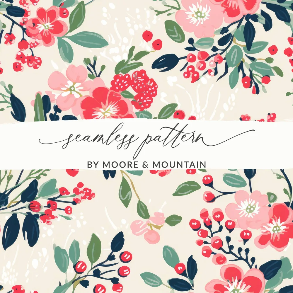 Bold Floral and Leaf Seamless Pattern for Crafting Designs