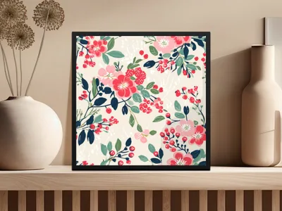 Vibrant Floral Wall Art with Red and Pink Flowers Decor