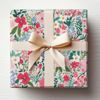 Floral Gift Box with Satin Ribbon for Special Occasions