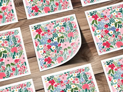 Vibrant Floral Stickers with Colorful Botanical Designs