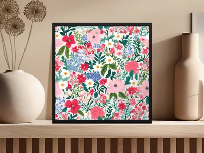 Vibrant Floral Botanical Art Print for Home Decor