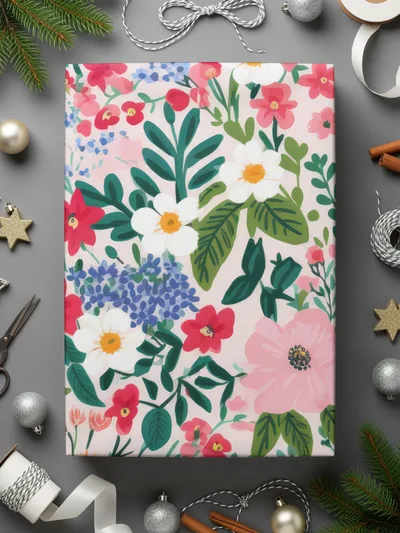 Colorful Floral Gift Wrap for Festive Occasions