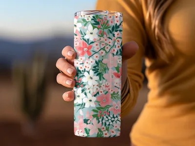 Floral Pattern Insulated Tumbler for Beverages Tumbler