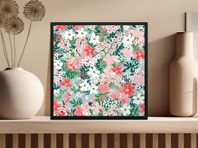 Vibrant Colorful Floral Pattern Art Print Decor