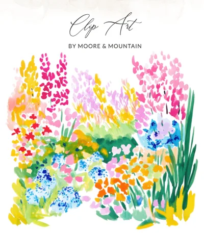 Preppy Clip Art Colorful Floral SVG Digital Garden Illustration Bundle | Vibrant Painterly Flower PNG Sublimation Design for Crafts & Decor SVG