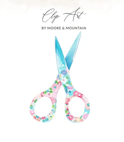 Preppy Clip Art Floral Scissors SVG Clipart PNG Digital Download, Watercolor Crafting Tool Graphic Design Element, Crafty Decor