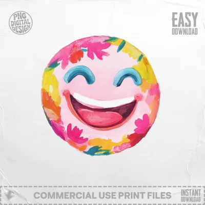 Colorful painted smiley face with flowers and "Easy Download" text.