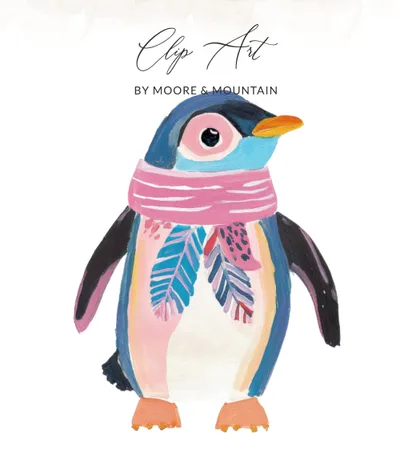Preppy Clip Art SVG: Whimsical Penguin Digital Download. Cute Animal Graphic PNG for Nursery Decor, Cozy Crafts & Gifts. SVG