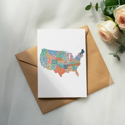 Preppy Clip Art USA Map SVG Digital Download - Colorful United States Quilted Map Graphics, Cute Floral State Patterns, Travel Art